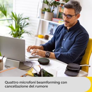 Difuzor Bluetooth Jabra Speak2 55, 4 microfoane cu anulare a zgomotului, difuzor full-range de 50 mm, audio in banda larga, compact, portabil - certificat pentru echipe MS, gri inchis - Img 2