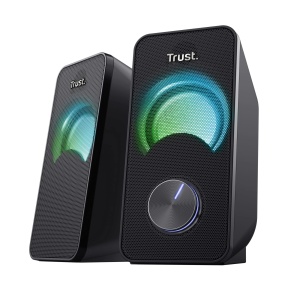 Difuzor PC Trust Arys 2.0 cu iluminare LED RGB, 12W (6W RMS), SET DE DIFUZOARE COMPACTE USB Operation, Control Volum, Mufa AUX de 3.5mm, Cutii Computer pentru Laptop - Negru