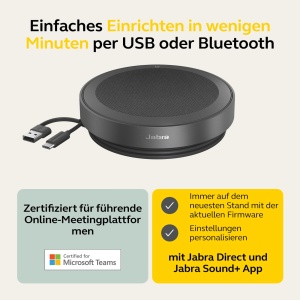Difuzor wireless Jabra Speak2 75 cu adaptor Bluetooth USB-A, 4 microfoane cu anulare a zgomotului, difuzor full-range de 65 mm, certificat pentru MS Teams, gri inchis - Img 4