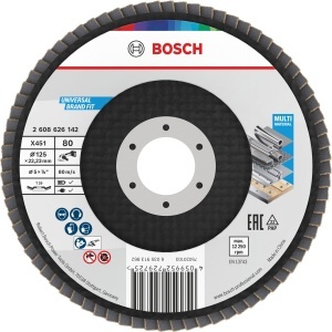 Disc abraziv Bosch X451, 125 mm, K80, K120, pentru metal si aluminiu