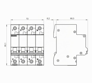 Disjunctor Miniatural Siemens 5SL6, 3 Poli, 16A, 400V, Capacitate de Intrerupere 6 kA - Img 4