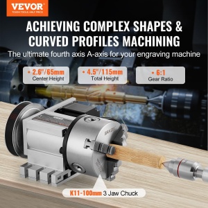 Dispozitiv CNC VEVOR BS4-KP100-57 cu Futter K11-100mm, 4 Axe, Nema23 - Img 2