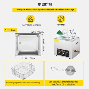 Dispozitiv de Curatare cu Ultrasunete VEVOR MH-040S, 10 L, 240 W, 400 W - Img 5