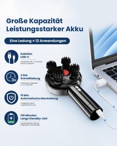 Dispozitiv de Masaj pentru Scalp COMFIER, 3 Moduri, 8 Capete din Silicon, Negru - Img 6