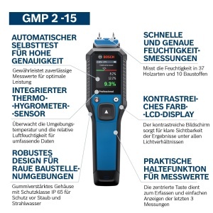 Dispozitiv de masurare a umiditatii Bosch Professional GMP 2-15, cu termohigrometru integrat - Img 4