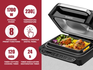 Dispozitiv multifunctional BEPER Airfryer cu 8 programe - friteuza, gratar, cuptor, cuptor pentru pizza, deshidratator, friptura - Img 2