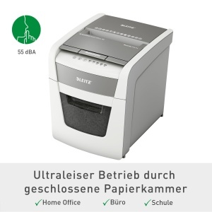 Distrugator de documente Leitz IQ Autofeed 80350000 50 coli P4 20L alb operare silentioasa - Img 4