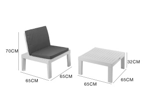 Dmora - Cervia Outdoor Lounge Set, Compozitie de gradina cu 2 locuri cu spatar si 1 modul multifunctional, Lounge cu perne, 100% Made in Italy, Alb - Img 3