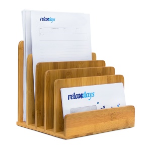Documentehalter Bambus Relaxdays, 5 Facher, 23 x 24,5 x 20,5 cm, Natur