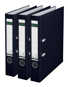 Dosar cu mecanism 180 Leitz 310345095, 3 bucati, 5 cm, negru
