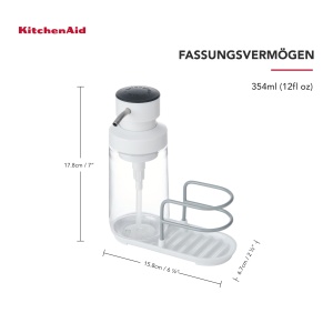 Dozator sapun lichid KitchenAid, 350ml, cu suport pentru bureti, inox - Img 3