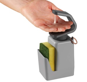 Dozator sapun Metaltex Soaptex 400 ml cu suport pentru burete si inel baza anti-alunecare - Img 3