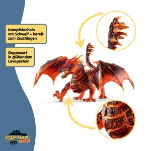 Dragon de Lava Schleich ELDRADOR 70138, 20 x 14 x 15 cm, cu aripi mobile - Img 4
