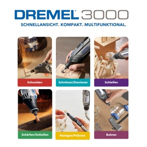 Dremel 3000 Unealta multifunctionala 130W, set de 1 atasament, 25 accesorii, viteza variabila 10.000-33.000 rpm pentru taiere, slefuire, gravare, lustruire, ascutire, curatare, sculptura - Img 3