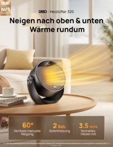 Dreo Heizlufter 1500W Negru Portabil si Silentios Cu Termostat si Timer 12 Ore - Img 2