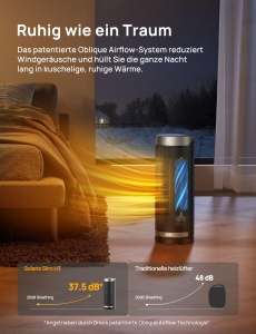 Dreo Solaris Slim H3 Incalzitor Electric Portabil PTC Ceramica Timer 12h Oscilatie 70deg - Img 6