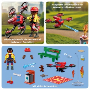 Drona de stins incendii PLAYMOBIL 72197 cu 4 elice, accesorii si pilot - Img 4