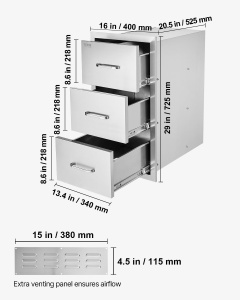 Dulap de bucatarie exterior VEVOR VV-OCD-162921 din otel inoxidabil, 15.7 x 28.5 x 20.7 inch - Img 7