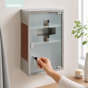 Dulap medical EMERGENCY din inox si sticla satinata, 3 compartimente, 45 x 30 x 12 cm - Img 2