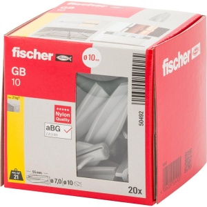 Dulie pentru gazon Fischer GB10 - 20 bucati, din nylon, pentru porobeton - Img 3