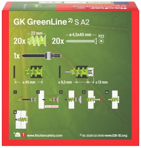 Dulie pentru Gips-carton fischer GK Green S cu surub din otel inoxidabil, 20 buc - Img 3