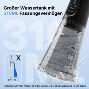 Dus bucal TUREWELL, fara fir, rezervor 310ml, 5 moduri de presiune, negru - Img 5