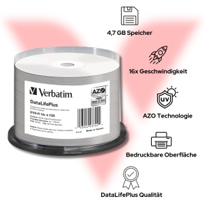 DVD-R Verbatim 43744 4.7GB 16x Wide Inkjet 50 bucati - Img 3