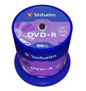 DVDR Verbatim 4.7GB, 16x, Culoare Argintie, 100 Bucati