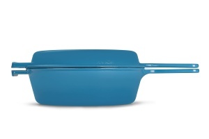 Echtwerk Set Schmortopf si Grillpfanne 2-in-1 Gusseisen Email 25L Albastru deschis - Img 2