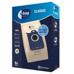 Electrolux/AEG E200S s-Bag Aspirator Bag Classic (5 saci de praf pentru putere de aspirare permanent ridicata, filtrare optima, sigiliu de igiena, pungi de hartie de inalta calitate, maro) - Img 1