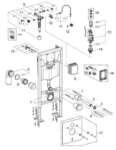 Element de instalare WC GROHE Rapid SL, 0,82m, cu spatiu de montare sub fereastra - Img 7