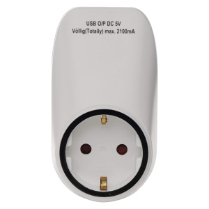 EMOS P0072 Priza, adaptor de priza Schuko cu 2 porturi USB 2100 mA, control parental, pentru calatorii, smartphone, telefon mobil, tableta, 4000 W, 250 V - Img 2
