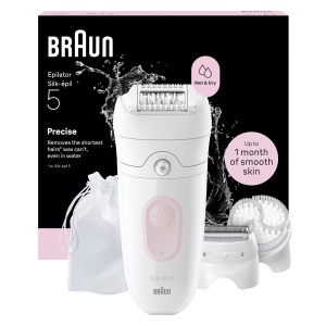 Epilator Braun Silk-epil 5 5-060, Roz, MicroGrip, Utilizare Umeda si Uscata
