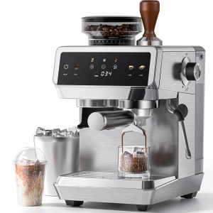 Espressor cafea AMZCHEF cu rasnita integrata, 20 Bar, inox