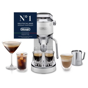 Espressor cafea DeLonghi Dedica Duo, 15 cm, alb, cu spumator manual