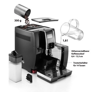 Espressor cafea DeLonghi Dinamica ECAM 350.55.B, 1.8L, Negru, LatteCrema - Img 5