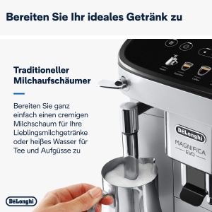 Espressor cafea DeLonghi Magnifica Evo, 250g boabe, argintiu, cu spumator de lapte - Img 4
