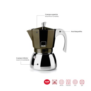 Espressor cafea IBILI Elba, 3 cani, 150 ml, aluminiu, inox - Img 2