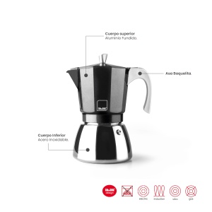 Espressor cafea IBILI Elba, 600 ml, pentru 12 cesti, inox si aluminiu - Img 2