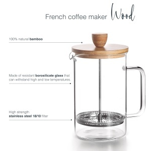 Espressor cafea Lacor 62161, 1L, 8 cesti, inox si bambus - Img 3