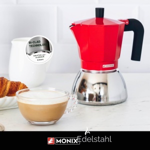 Espressor cafea Monix Induction Inox, inox si aluminiu, 13 cm, rosunegru - Img 2