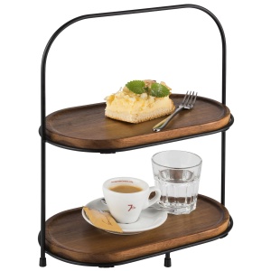 Etajera Servire APS 2-stufiga cu 2 Cosuri si 2 Servierbreturi, Negru - Img 4