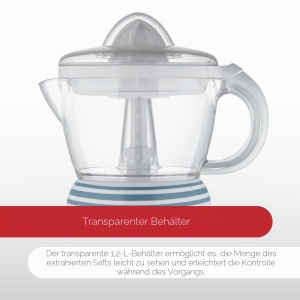 Extractor de suc Bergner NOIA 40W 1.2L cu motor automat si container transparent, albastru-alb - Img 3