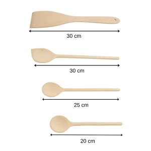 Fackelmann 31125 Set de gadgeturi de bucatarie din lemn din 4 piese, strunjitor si lingura din lemn, lemn certificat FSC, 20 cm, 25 cm, 30 cm - Img 3