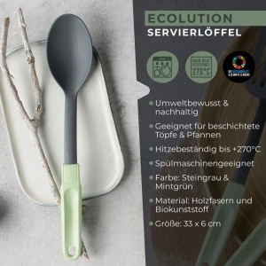 Fackelmann Ecolution Lingura pentru servire 33 cm Bio-plastic si fibre de lemn Mint si Gri - Img 3