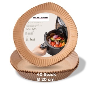 Fackelmann Hartie de copt pentru friteuza cu aer cald rotunda 20 cm rezistenta la ulei si apa