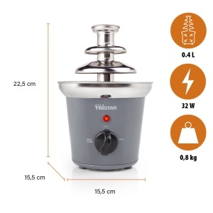 Fantana de ciocolata Tristar CF-1603, 0.4 litri, 32W, functii multiple, inox - Img 3