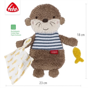 Fehn Knister-Otter 047097 Jucarie interactiva pentru bebelusi cu raschelpapier si materiale diverse - Img 4