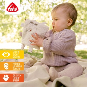 Fehn Knistertuch Lama 058178 Jucarie pentru Bebelusi cu Rasfoiala si Quietsche - Img 2