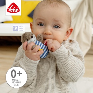 Fehn Mini Rattle Otter - mini jucarie de prindere pentru a zdrangani, simti, juca cu un animal de plus moale si dragalas - un insotitor fidel pentru bebelusi si copii mici de la 0+ luni - Img 3